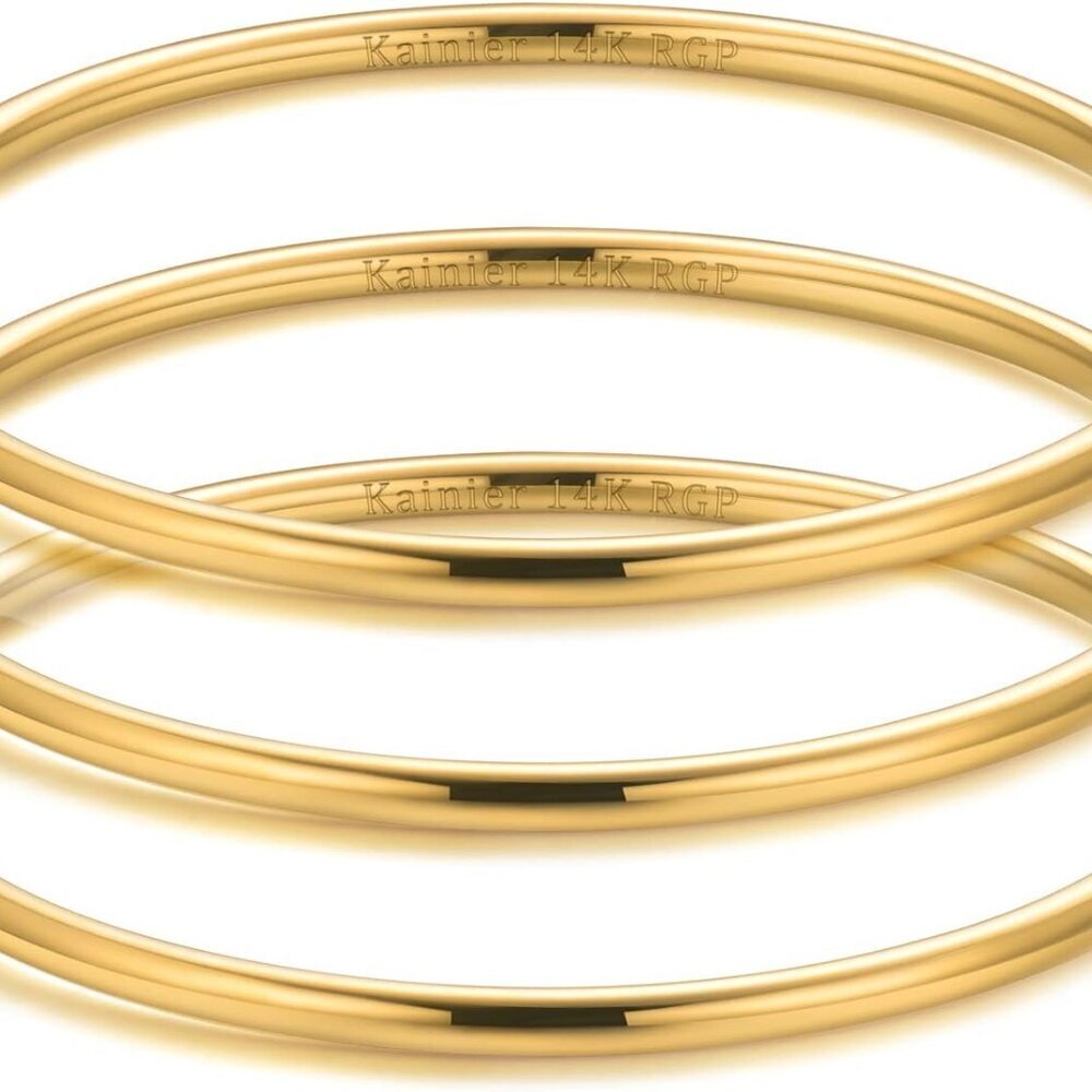 Gold Plated Stainless Steel Bangle Bracelet Women 3mm Thin Stackable Gift